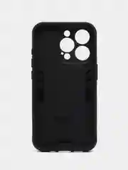 Черный чехол iPhone 15 PRO (Айфон 15 ПРО) противоударный, с металлической подставкой кольцом