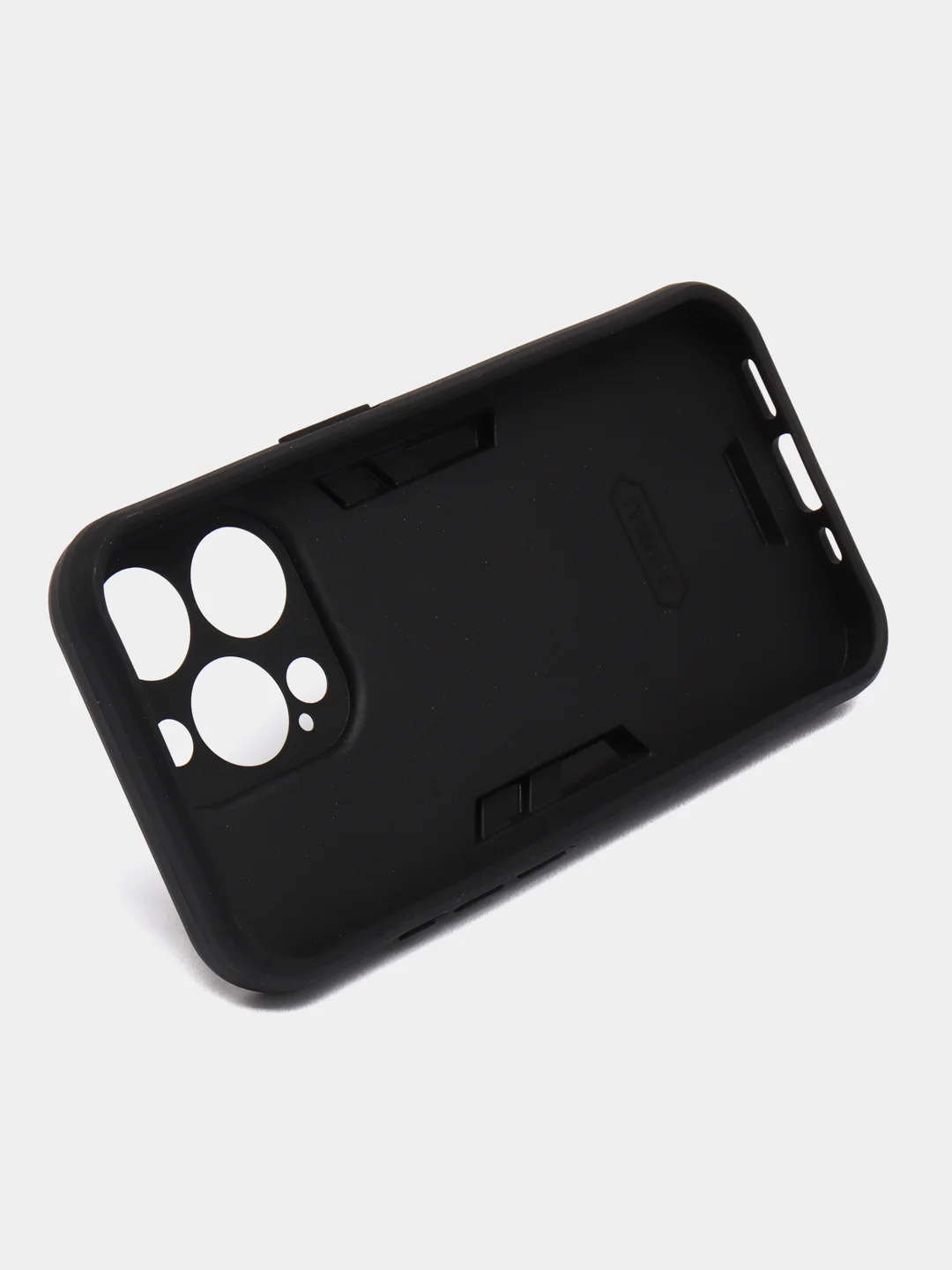 Черный чехол iPhone 15 PRO (Айфон 15 ПРО) противоударный, с металлической подставкой кольцом