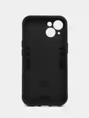 Черный чехол iPhone 15 (Айфон 15) противоударный, с металлической подставкой кольцом