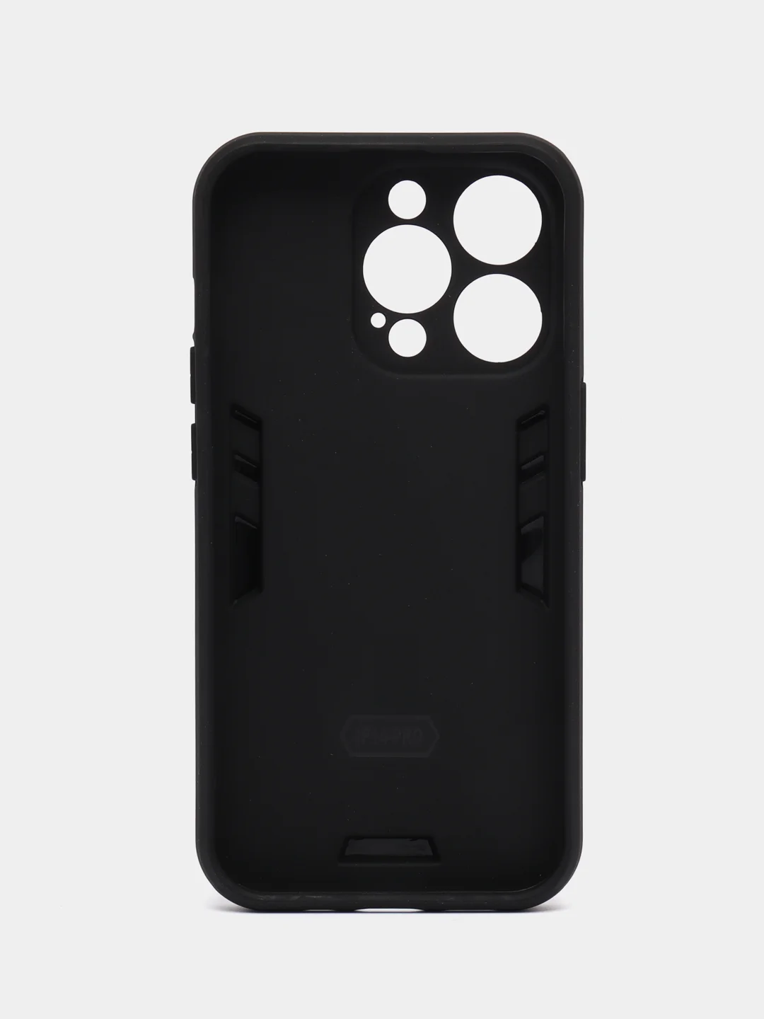 Черный чехол iPhone 14 Pro (Айфон 14 Про) противоударный, с металлической подставкой кольцом