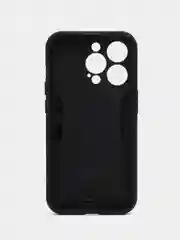 Черный чехол iPhone 14 Pro (Айфон 14 Про) противоударный, с металлической подставкой кольцом
