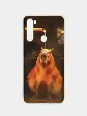 Коричневый чехол на Xiaomi Redmi Note 8T / Сяоми Редми Нот 8T прозрачный, с рисунком, защита камеры