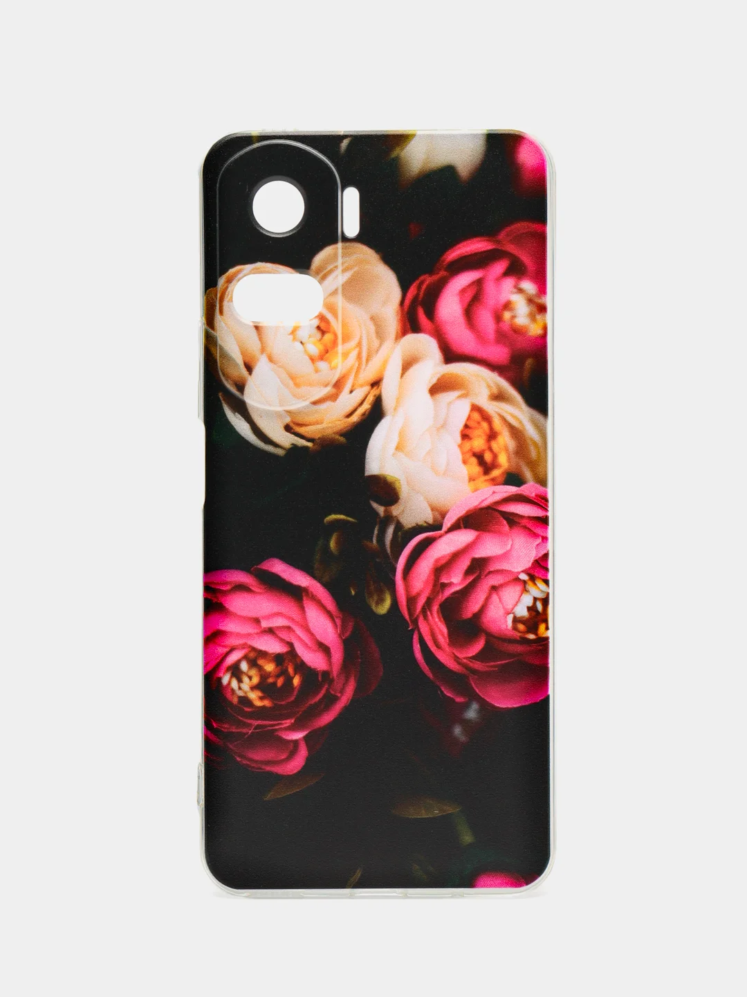 Кораллово-розовый силиконовый чехол на Honor 90 Lite / Хонор 90 Лайт прозрачный, с рисунком, защита камеры