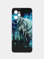 Синий силиконовый чехол на Realme C35 / Реалми С35 прозрачный, с рисунком, защита камеры