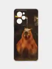 Коричневый чехол на Poco X5 Pro 5G / Сяоми Поко X5 Про 5G прозрачный, с рисунком, защита камеры
