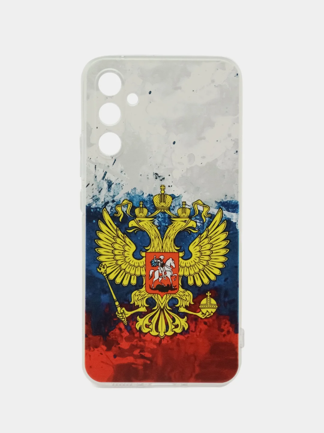 Синий чехол на Samsung Galaxy A34 5G (Самсунг A34), прозрачный, с рисунком, защита камеры