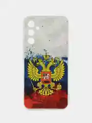 Синий чехол на Samsung Galaxy A34 5G (Самсунг A34), прозрачный, с рисунком, защита камеры
