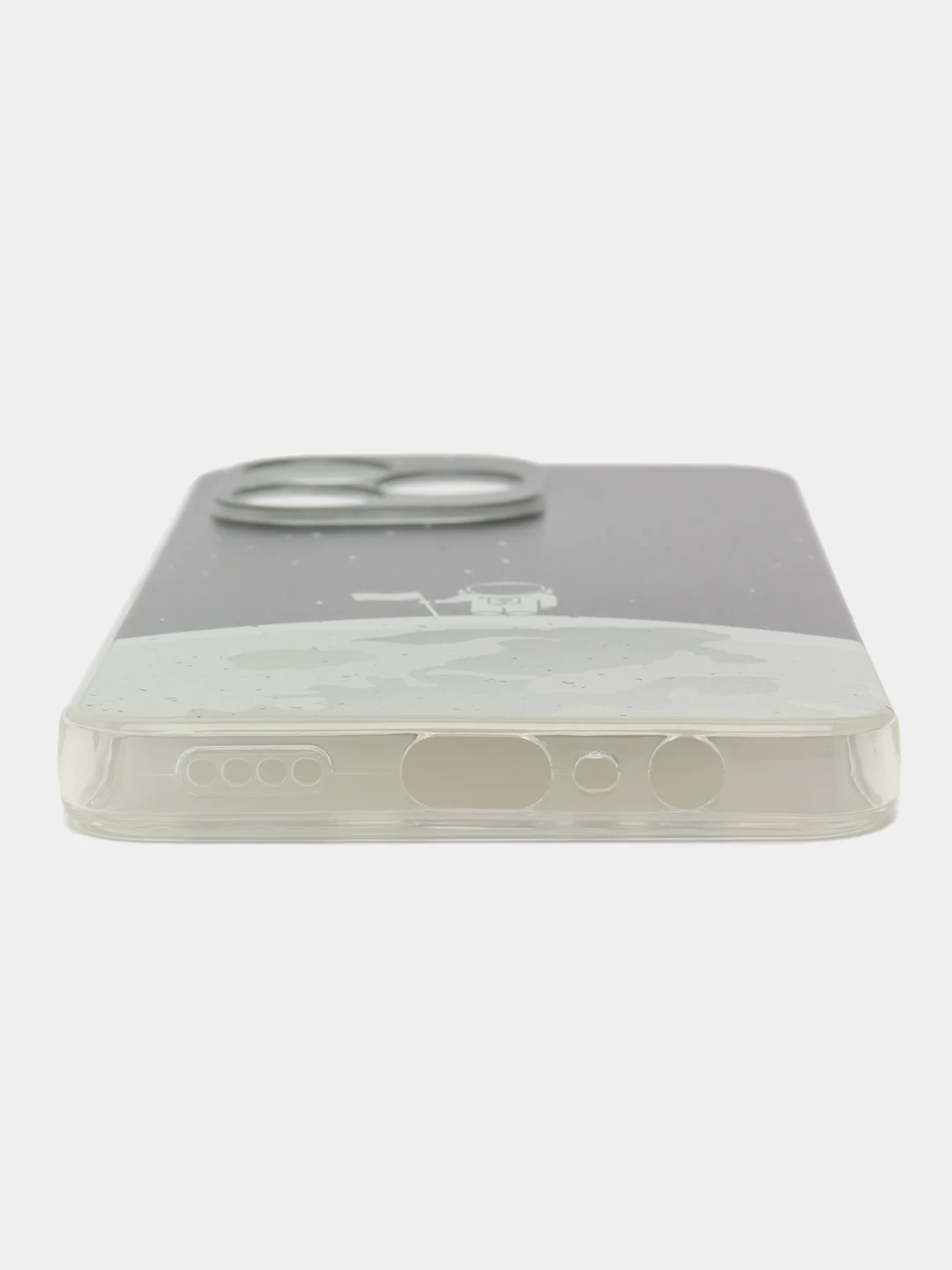 Серебряный силиконовый чехол на Realme C53/C51 (Реалми С53/С51), прозрачный, с рисунком, защита камеры
