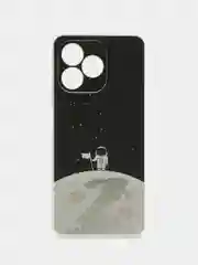 Серебряный силиконовый чехол на Realme C53/C51 (Реалми С53/С51), прозрачный, с рисунком, защита камеры