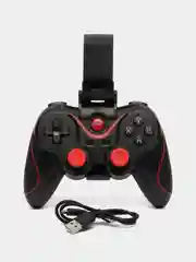 Черный беспроводной геймпад Wireless Controller x3, с держателем для телефона