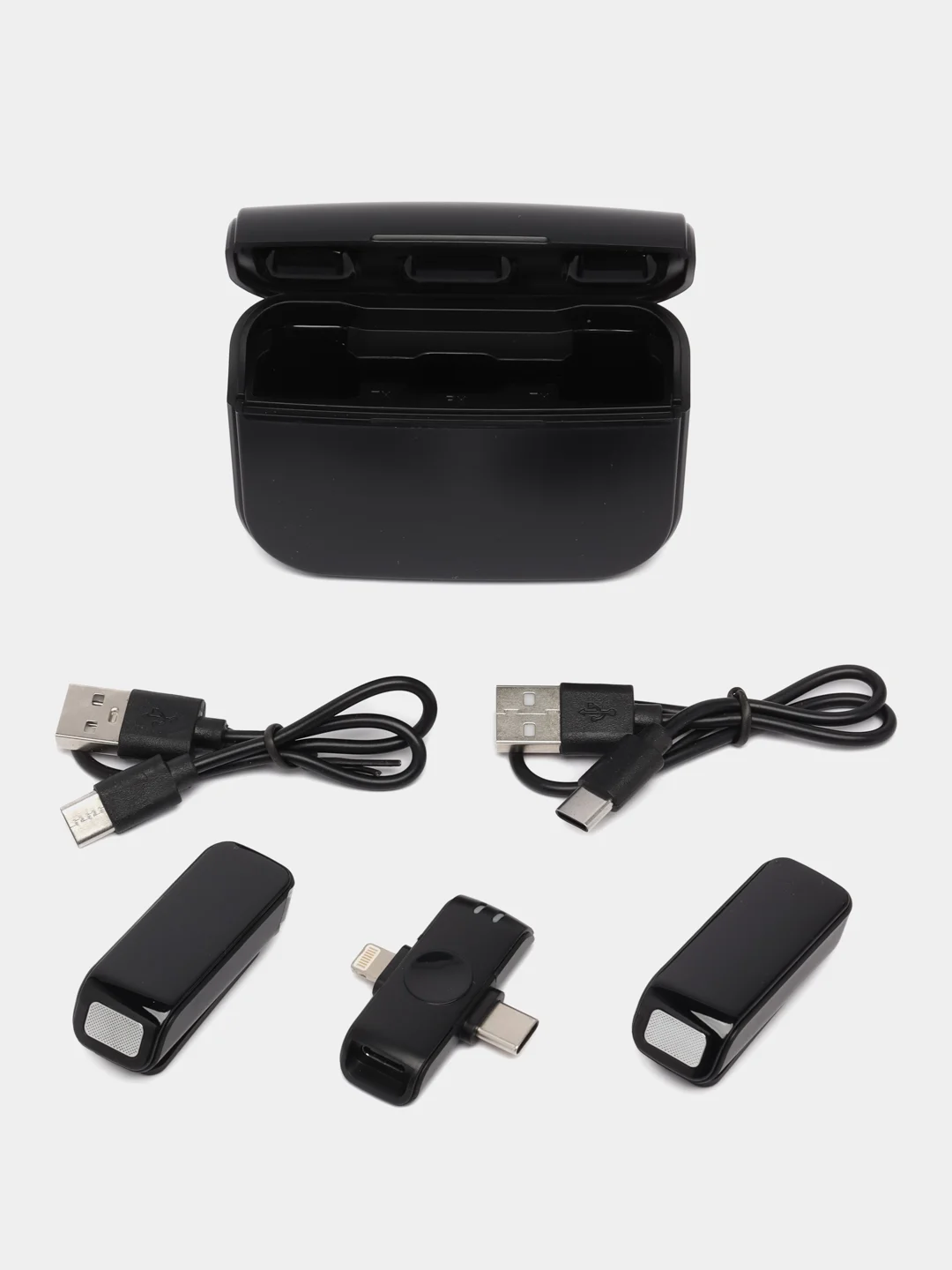 Черный микрофон петличный, петличка, беспроводной для Type-C, для iPhone, USB, 2 шт