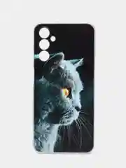 Тёмно-серый чехол на Samsung Galaxy A14 4G / Галакси A14 4G прозрачный, с рисунком, защита камеры