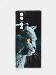 Тёмно-серый силиконовый чехол на Honor 70 / Хонор 70 прозрачный, с рисунком, защита камеры