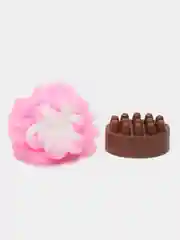 Мыло косметическое массажное и мочалка, подарочный набор 2 предмета