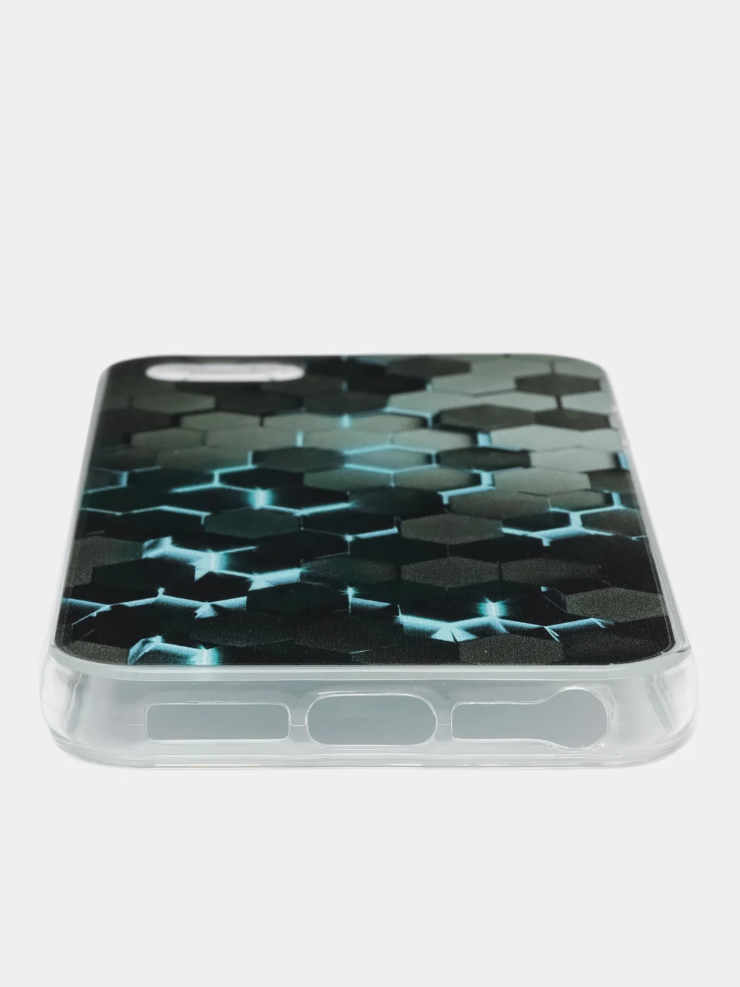Бирюзовый силиконовый чехол на Apple iPhone 5/5S/SE / Айфон 5S прозрачный, с рисунком, защита камеры