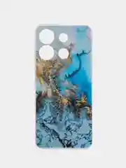 Голубой чехол на Infinix Smart 7 HD / Инфиникс Смарт 7 HD прозрачный, с рисунком, защита камеры