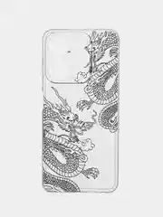 Пудровый чехол на Tecno Spark 10/10C (Текно Спарк 10/10С), прозрачный, с рисунком, защита камеры