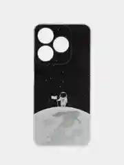Серебряный чехол на Tecno Spark 10/10C (Текно Спарк 10/10С), прозрачный, с рисунком, защита камеры
