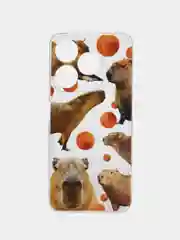 Терракотовый чехол на Tecno Spark 10/10C (Текно Спарк 10/10С), прозрачный, с рисунком, защита камеры