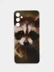 Коричневый чехол на Samsung Galaxy A34 5G (Самсунг A34), прозрачный, с рисунком, защита камеры