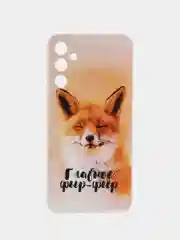 Оранжевый чехол на Samsung Galaxy A34 5G (Самсунг A34), прозрачный, с рисунком, защита камеры