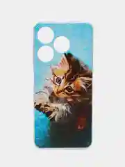 Светло-коричневый чехол на Tecno Spark 10/10C (Текно Спарк 10/10С), прозрачный, с рисунком, защита камеры