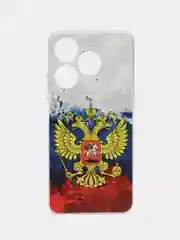 Синий чехол на Tecno Spark 10/10C (Текно Спарк 10/10С), прозрачный, с рисунком, защита камеры