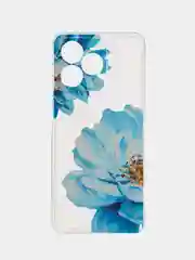 Лазурный силиконовый чехол на Realme C53/C51 (Реалми С53/С51), прозрачный, с рисунком, защита камеры