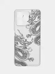 Пудровый силиконовый чехол на Realme C53/C51 (Реалми С53/С51), прозрачный, с рисунком, защита камеры
