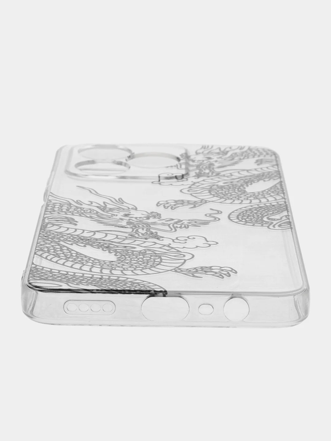 Пудровый силиконовый чехол на Realme C53/C51 (Реалми С53/С51), прозрачный, с рисунком, защита камеры