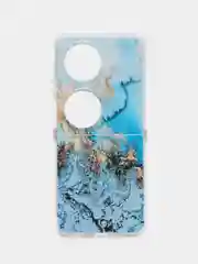 Голубой силиконовый чехол на Huawei Pocket 2 / Хуавей Покет 2 прозрачный, с рисунком