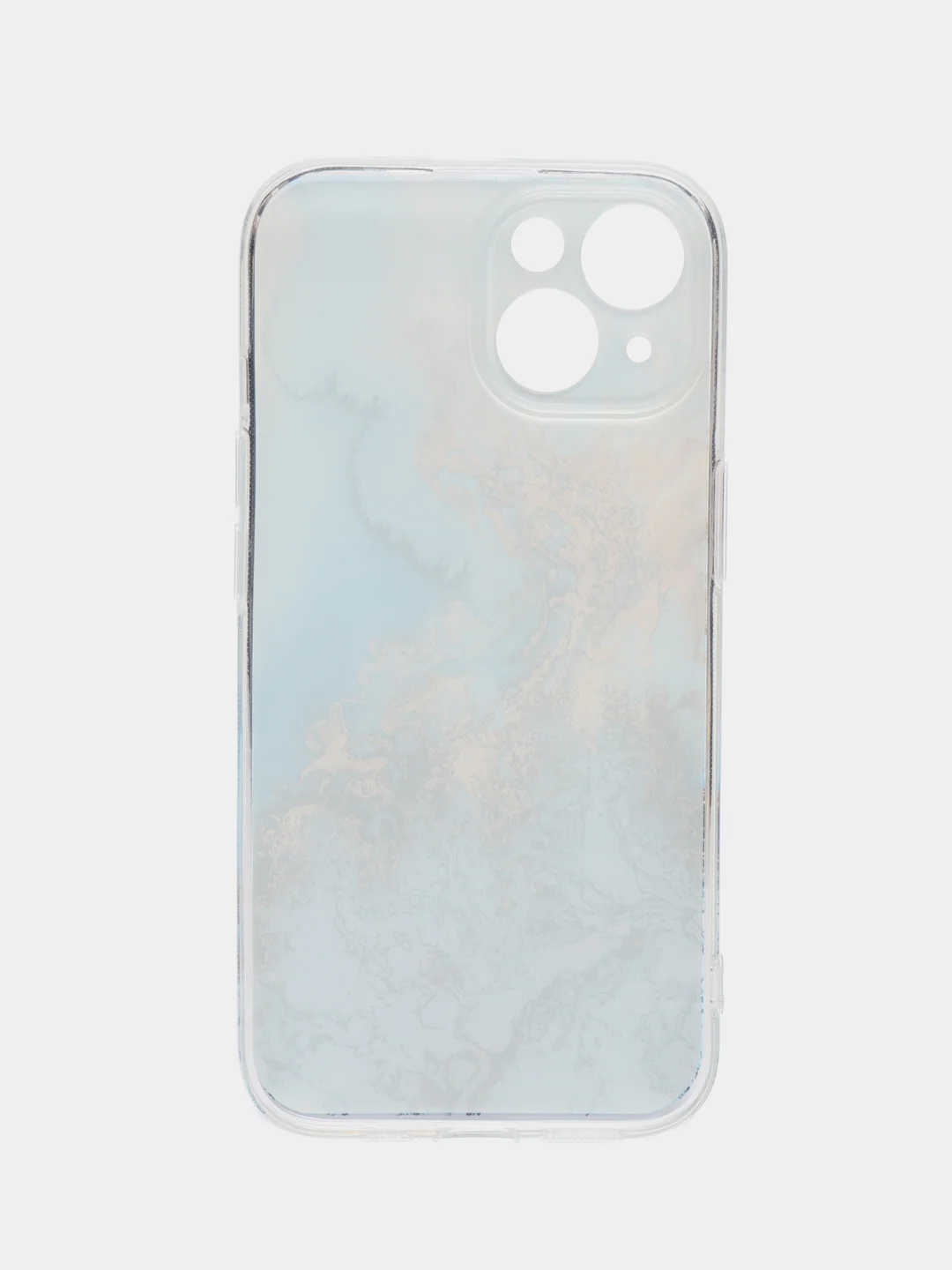 Бирюзовый силиконовый чехол на Apple iPhone 15 / Айфон 15 прозрачный, с рисунком, защита камеры
