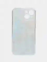 Бирюзовый силиконовый чехол на Apple iPhone 15 / Айфон 15 прозрачный, с рисунком, защита камеры