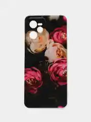 Кораллово-розовый силиконовый чехол на Realme C35 / Реалми С35 прозрачный, с рисунком, защита камеры