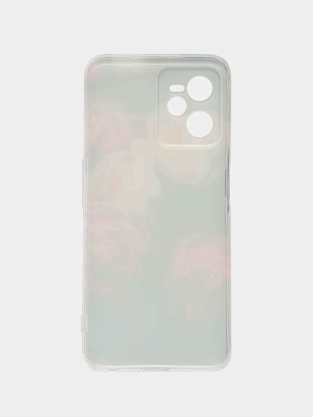 Кораллово-розовый силиконовый чехол на Realme C35 / Реалми С35 прозрачный, с рисунком, защита камеры