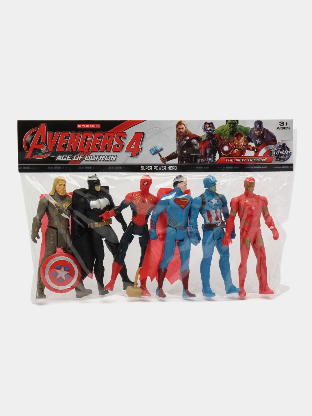 Разноцветный набор супергероев Marvel "Мстители" Тор,Бэтмэн,Человек Паук,Супер Мэн,Капитан Америка