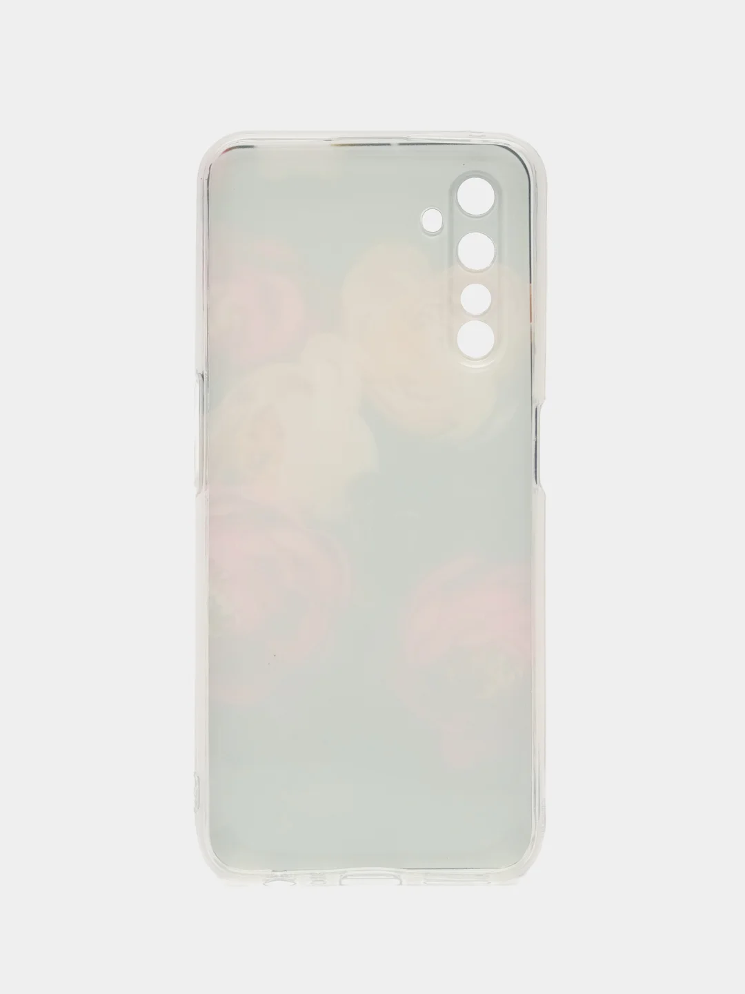 Кораллово-розовый силиконовый чехол на Realme 6 Pro / Реалми 6 Про прозрачный, с рисунком, защита камеры