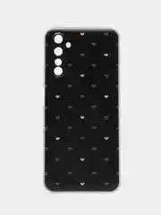 Черный силиконовый чехол на Realme 6 Pro / Реалми 6 Про прозрачный, с рисунком, защита камеры