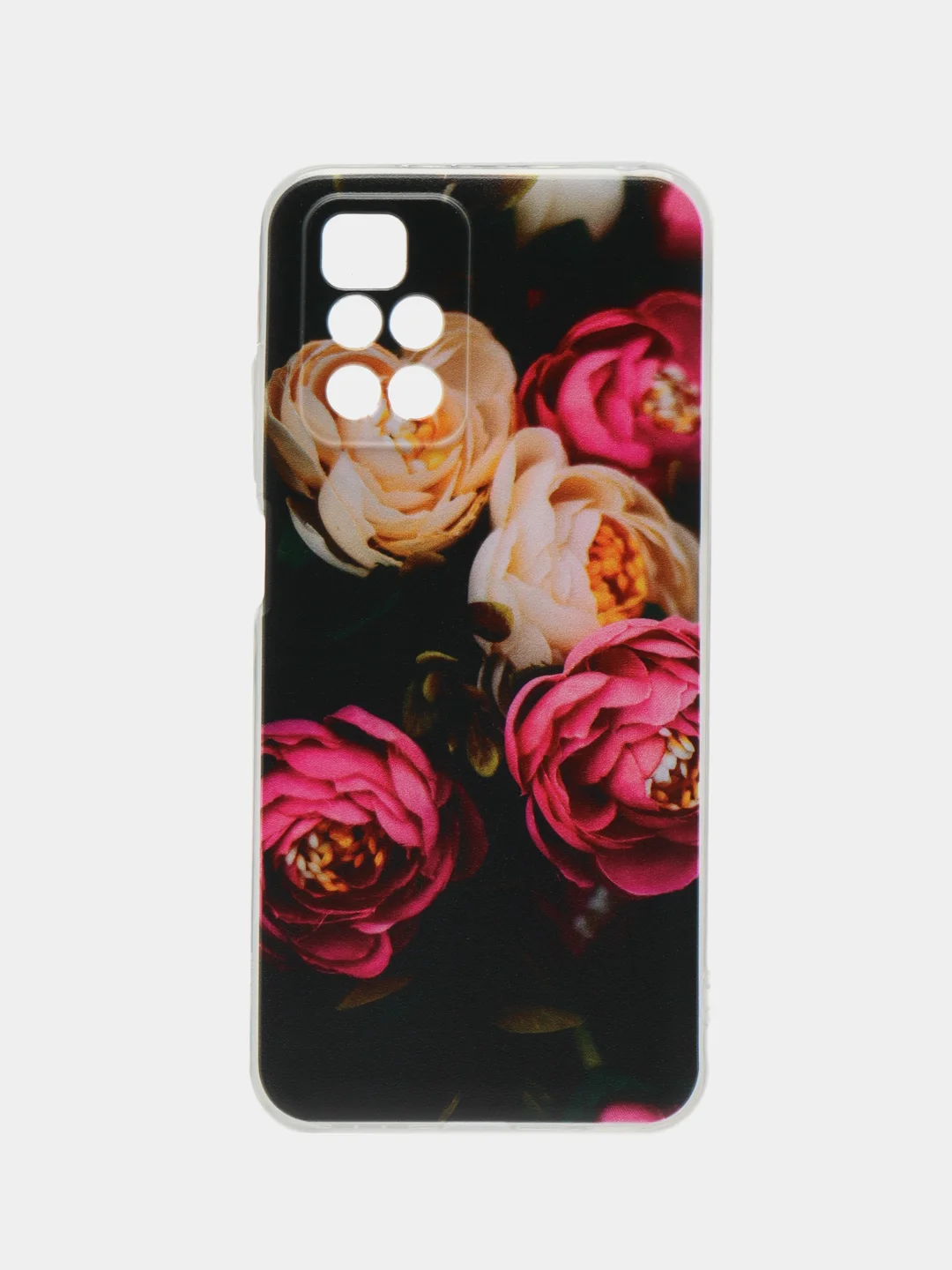Кораллово-розовый чехол на Xiaomi Redmi 10 / Сяоми Редми 10 прозрачный, с рисунком, защита камеры