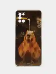 Коричневый чехол на Samsung Galaxy A31 / Самсунг А 31 прозрачный, с рисунком, защита камеры