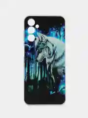 Синий чехол на Samsung Galaxy A14 4G / Галакси A14 4G прозрачный, с рисунком, защита камеры