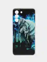 Синий чехол на Samsung Galaxy S21 FE 5G / Самсунг S21 FE прозрачный, с рисунком, защита камеры