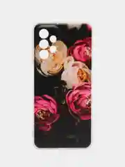 Кораллово-розовый чехол на Samsung Galaxy A23 / Самсунг А23 прозрачный, с рисунком, защита камеры