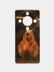 Коричневый силиконовый чехол на Honor X9A / Хонор X9A прозрачный, с рисунком, защита камеры