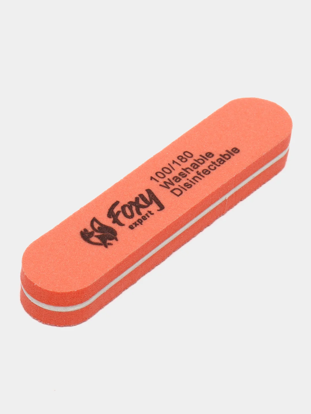 Желтый двухсторонний Баф, овал, для ногтей, 100/180, Foxy Expert