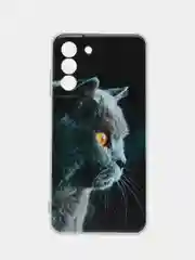 Тёмно-серый чехол на Samsung Galaxy S21 FE 5G / Самсунг S21 FE прозрачный, с рисунком, защита камеры