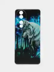 Синий силиконовый чехол на Honor 90 / Хонор 90 прозрачный, с рисунком, защита камеры