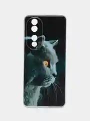 Тёмно-серый силиконовый чехол на Honor 90 / Хонор 90 прозрачный, с рисунком, защита камеры