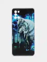Синий чехол на Samsung Galaxy A31 / Самсунг А 31 прозрачный, с рисунком, защита камеры
