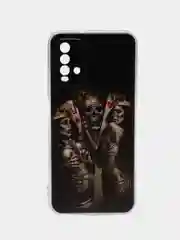Оливковый силиконовый чехол на Xiaomi Redmi 9T / Редми 9Т прозрачный, с рисунком, защита камеры